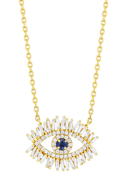 Diamond and Sapphire Evil Eye Necklace